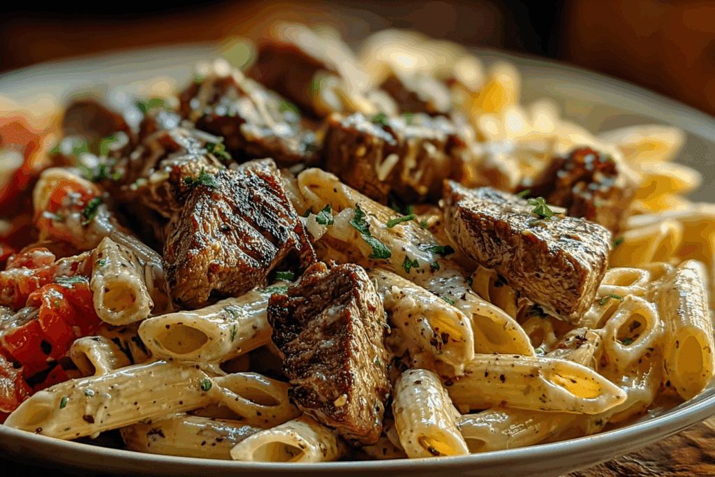 Creamy Cajun Steak Penne with Garlic & Parmesan
