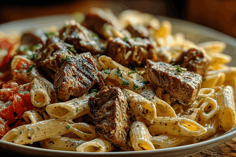 Creamy Cajun Steak Penne with Garlic & Parmesan