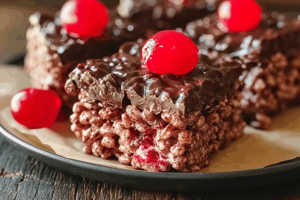Chocolate Covered Cherry Rice Krispies Treats