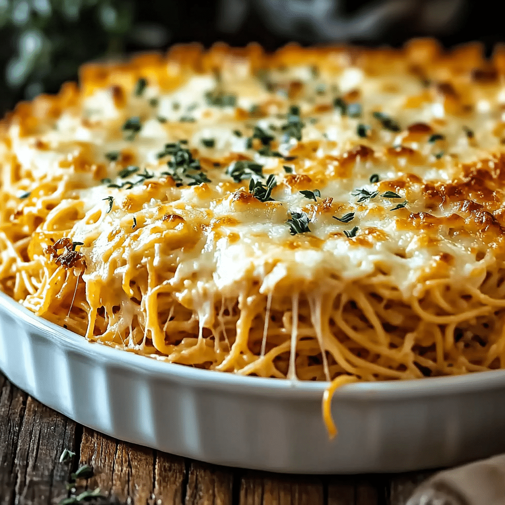 Baked Cream Cheese Spaghetti Casserole