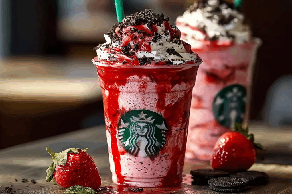 Starbucks-Style Strawberry Oreo Cheesecake Frappuccino