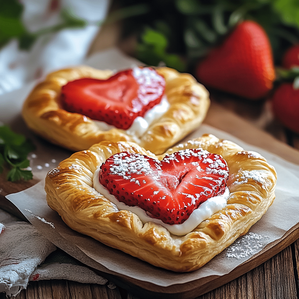 Strawberry Puff Pastry Hearts