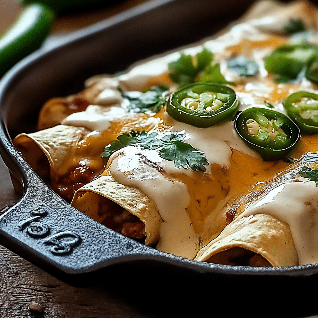Jalapeño Popper Cheesy Chicken Enchiladas with Creamy Sauce