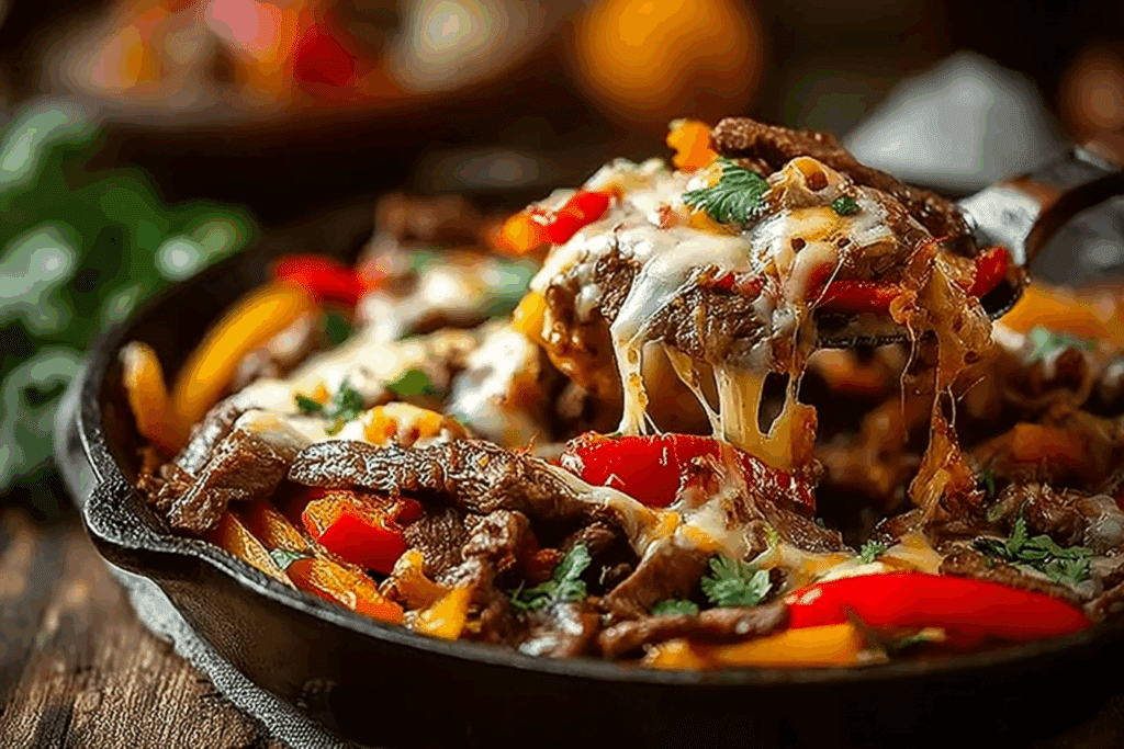 Queso Steak Fajita Skillet