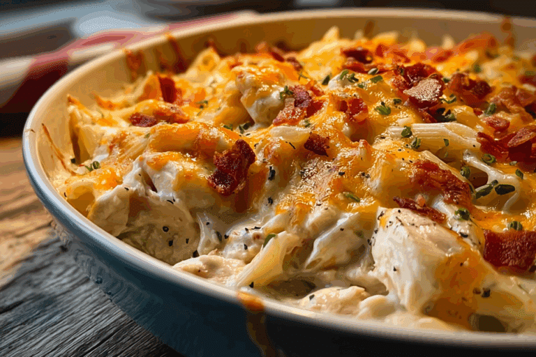 Creamy Ranch Chicken Casserole with Cheese and Pasta