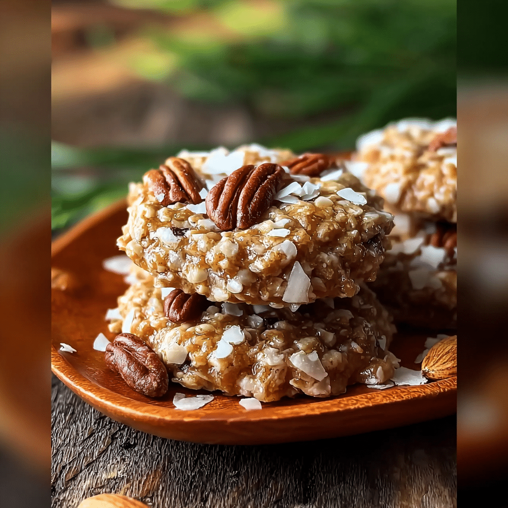 No-Bake Pecan Coconut Praline Cookies