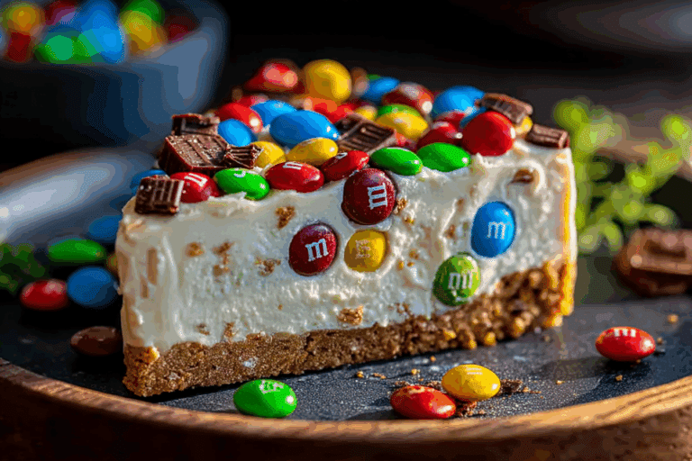 No-Bake M&M Cheesecake