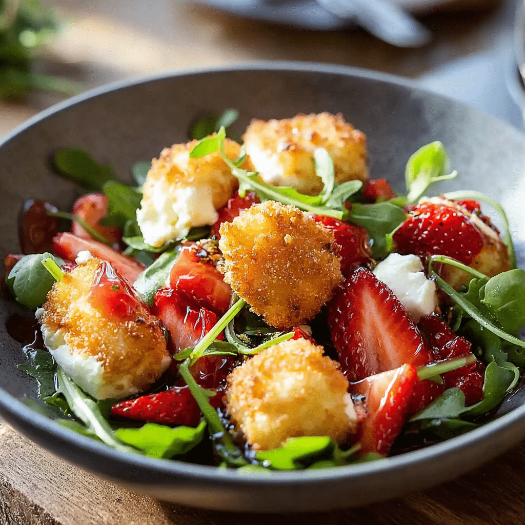 Fried Goat Cheese Salad with Strawberries
