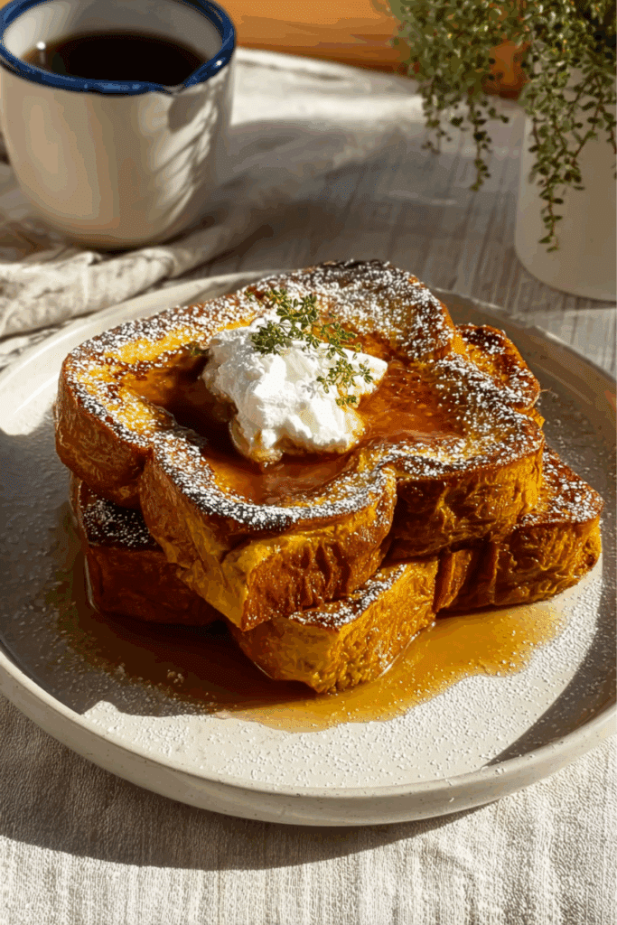Pumpkin Pie French Toast with Homemade Pumpkin Syrup