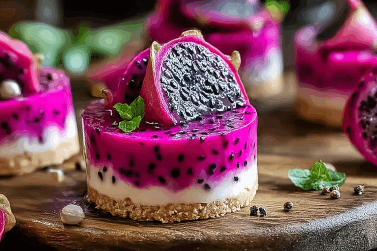 No-Bake Dragon Fruit Mini Cheesecakes