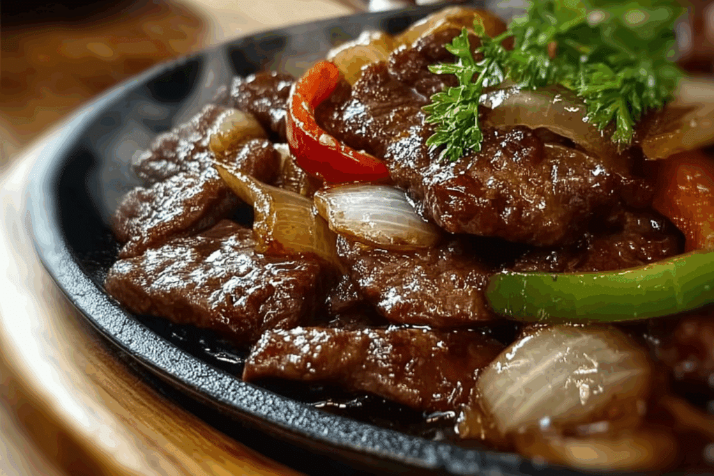 Sizzling Chinese Pepper Steak with Onions