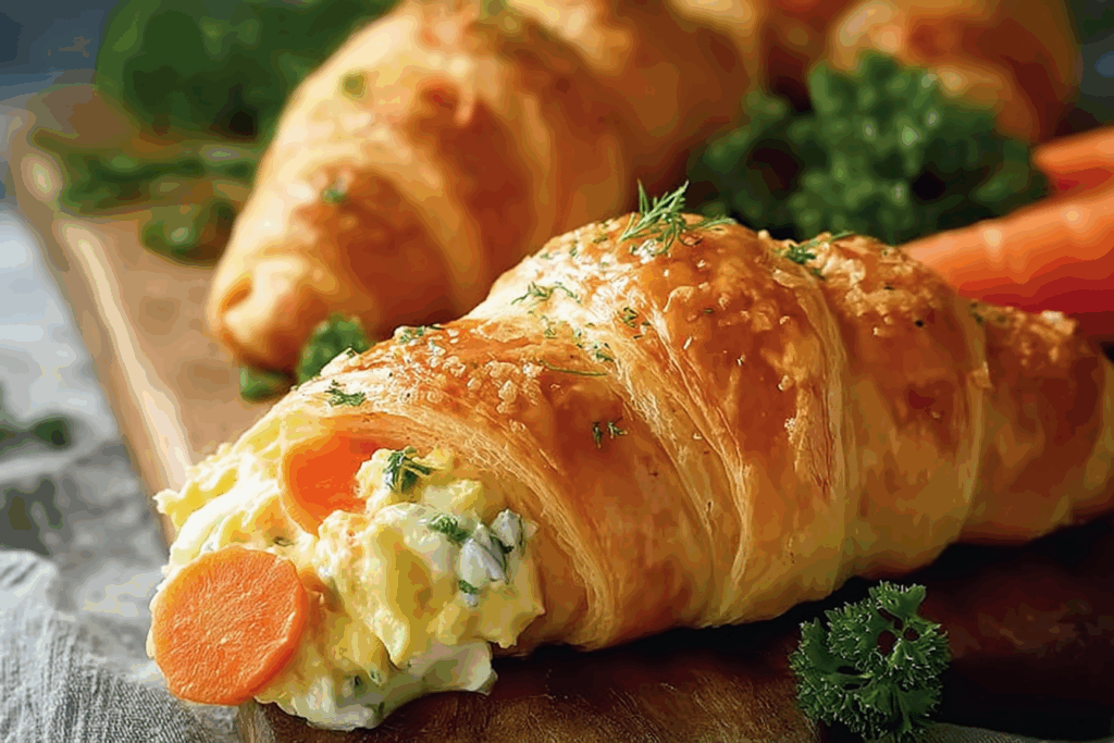 Crescent Roll Carrots Filled with Egg Salad