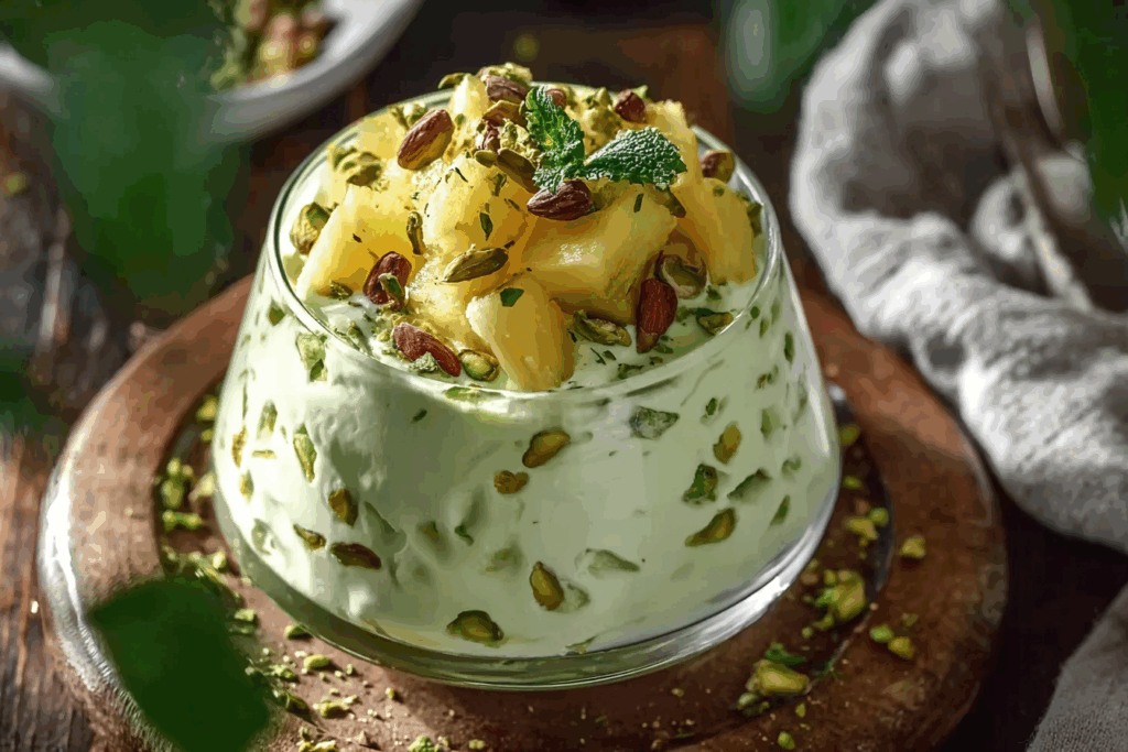 Fluffy Pistachio Pudding & Pineapple