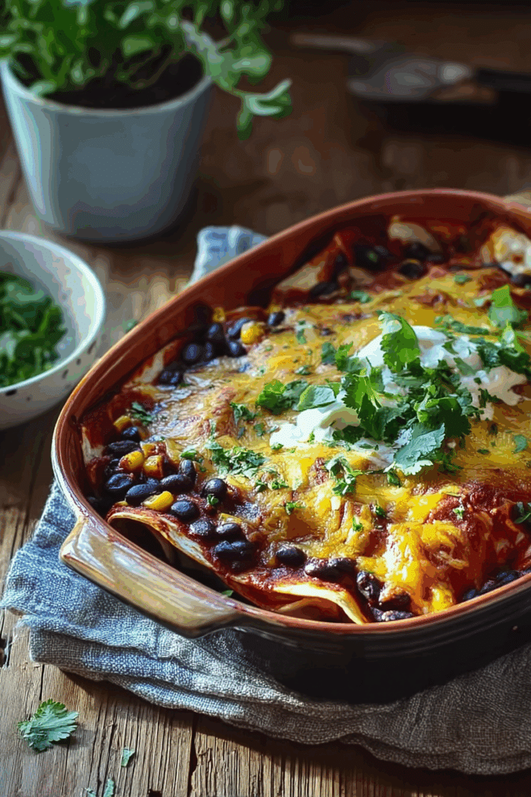 Deep Dish Black Bean Enchilada Casserole