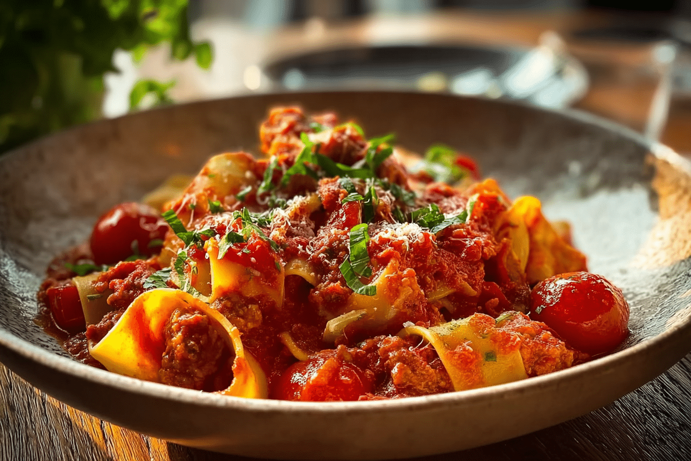 Italian Sausage Pasta in a Tomato Basil Sauce