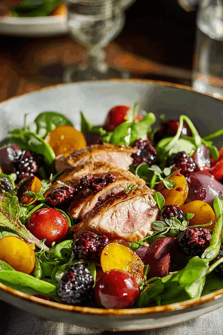 Duck Niçoise Salad with Blackberry Dressing