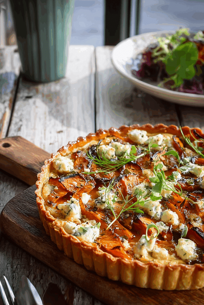 Sweet Potato, Feta & Caramelised Onion Tart