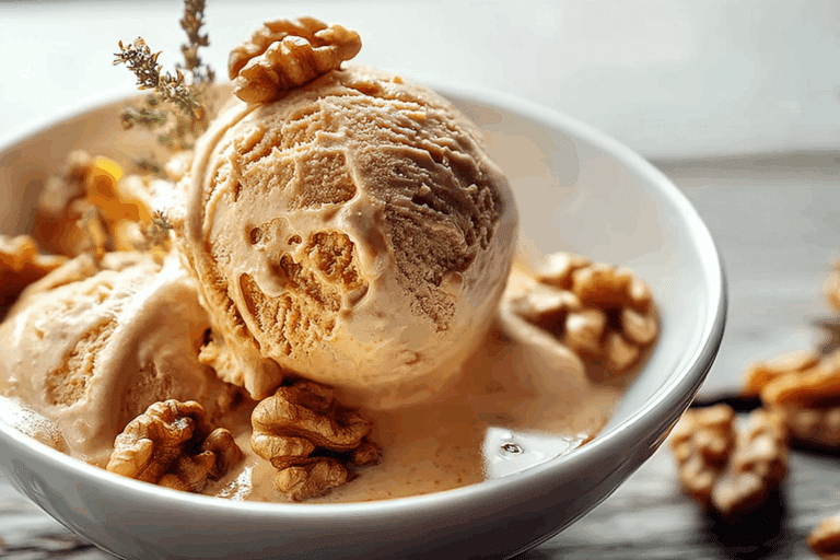 Pumpkin Spice Ice Cream with Walnuts