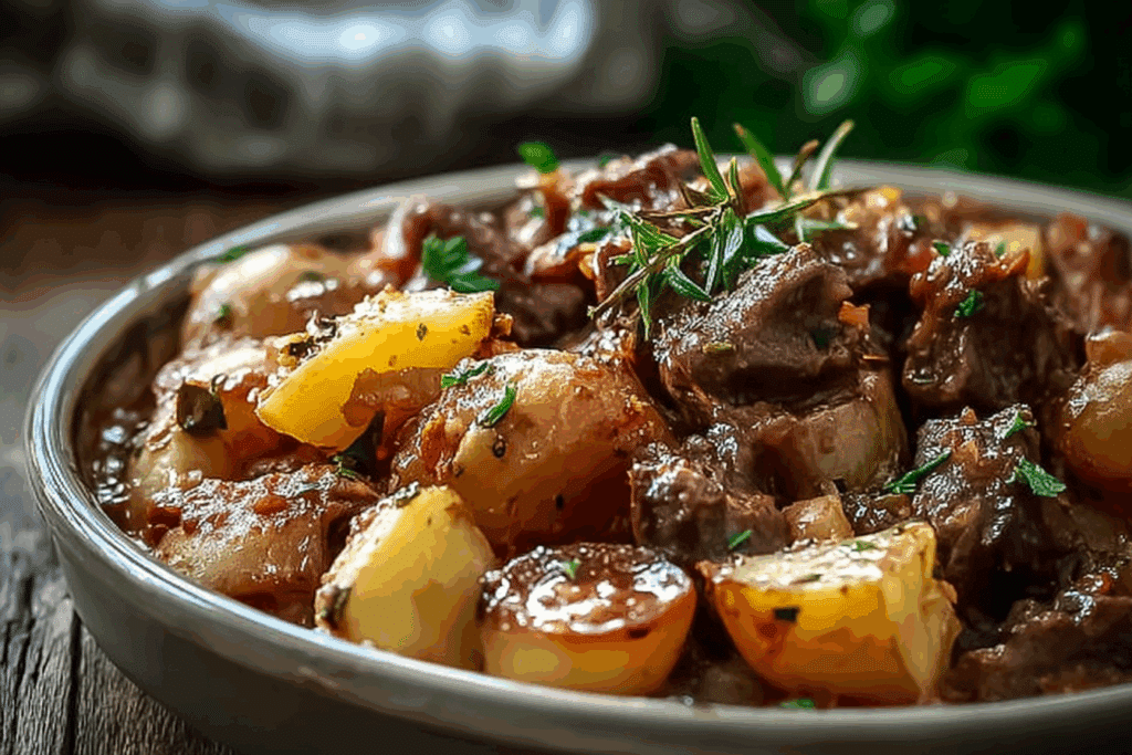 Crockpot Loaded Beef and Potato Bake