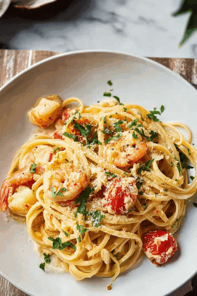 Creamy Garlic Seafood Pasta