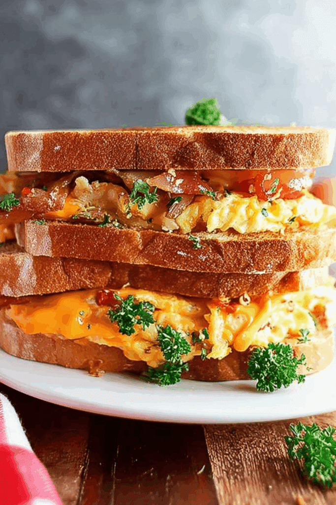 Spicy Cheddar & Cream Cheese Egg Sandwich
