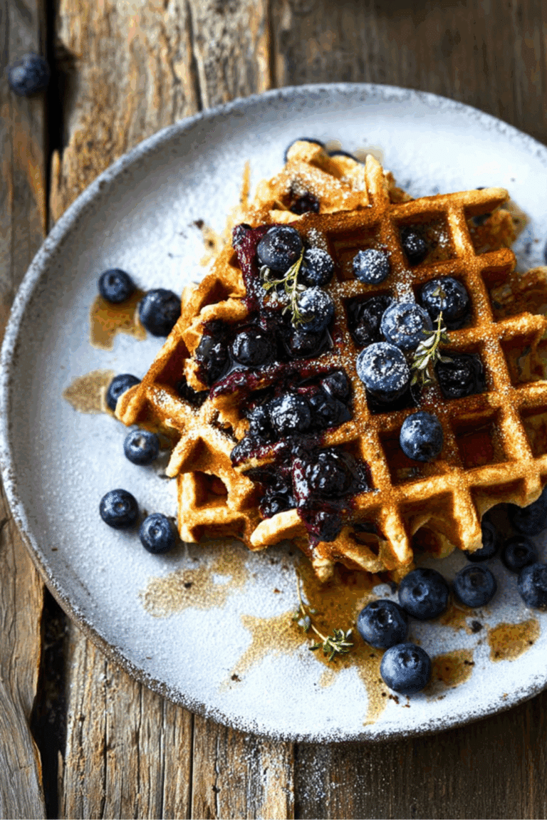 Blueberry oatmeal waffles