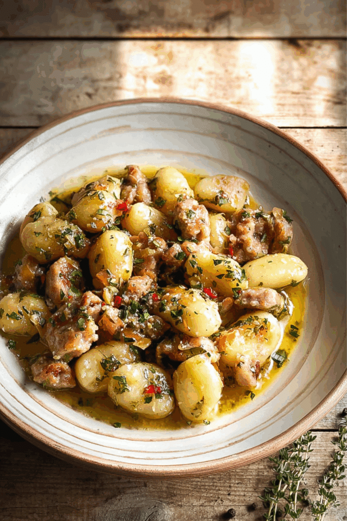Garlic Butter Gnocchi with Sausage
