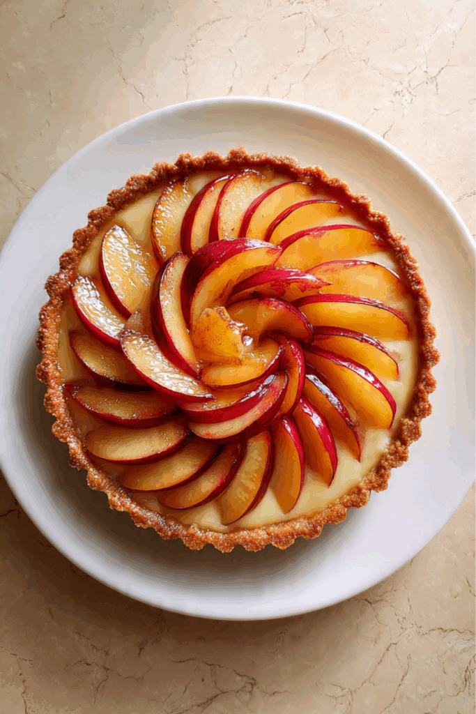Ginger tart with nectarines