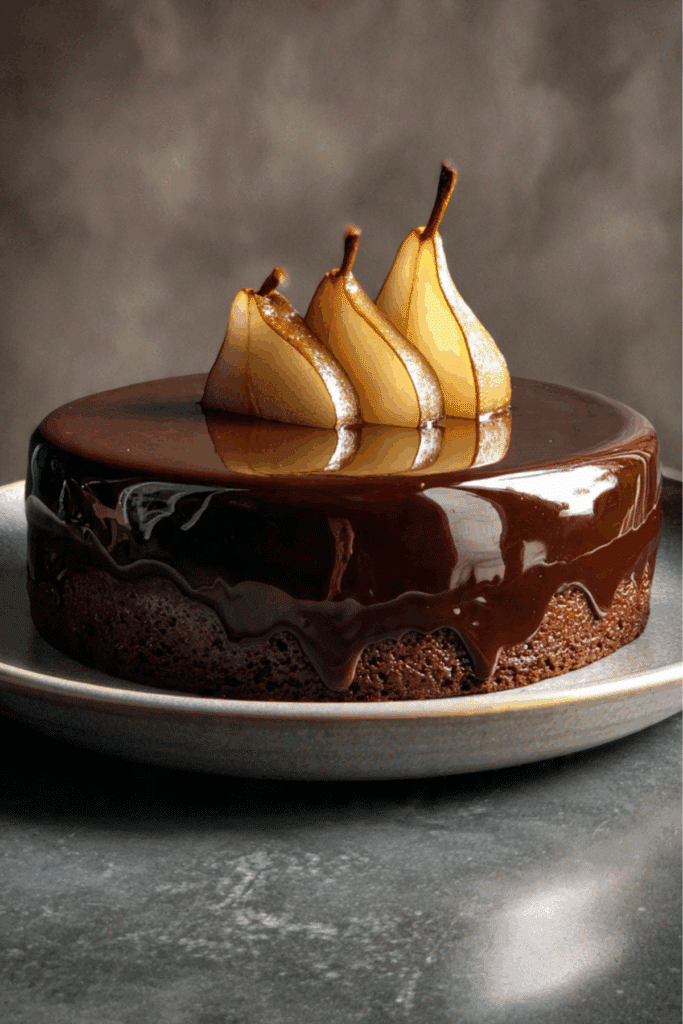 Chocolate mousse pear cake
