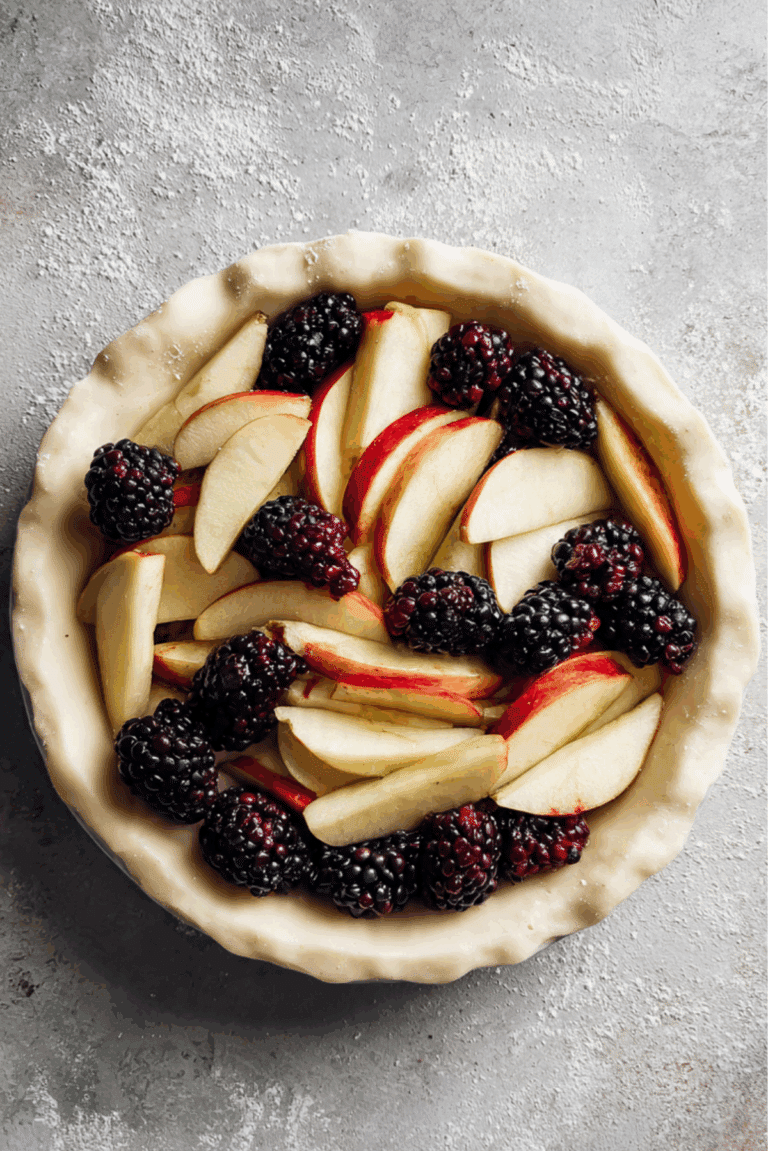 Raw apple blackberry pie