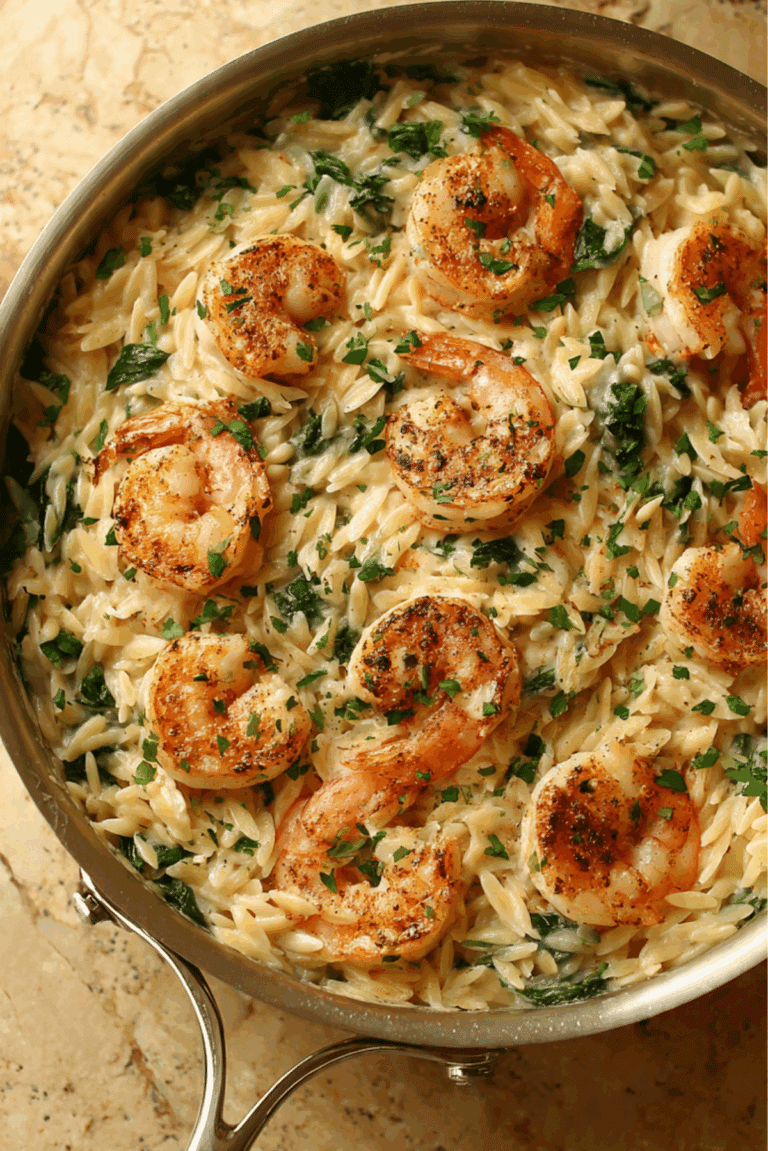 One Pan Parmesan Orzo with Shrimp