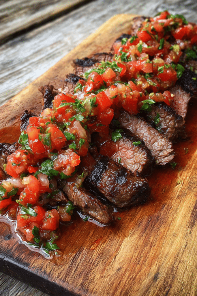 Grilled Skirt Steak with Grated Tomato Salsa