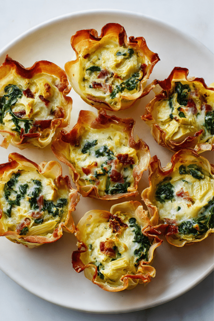 2-Ingredient Spinach-Artichoke Prosciutto Cups