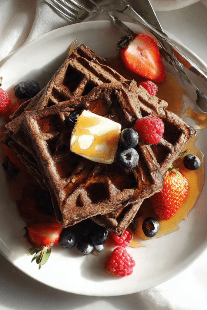 Chocolate Vegan Buckwheat Waffles (Gluten Free)