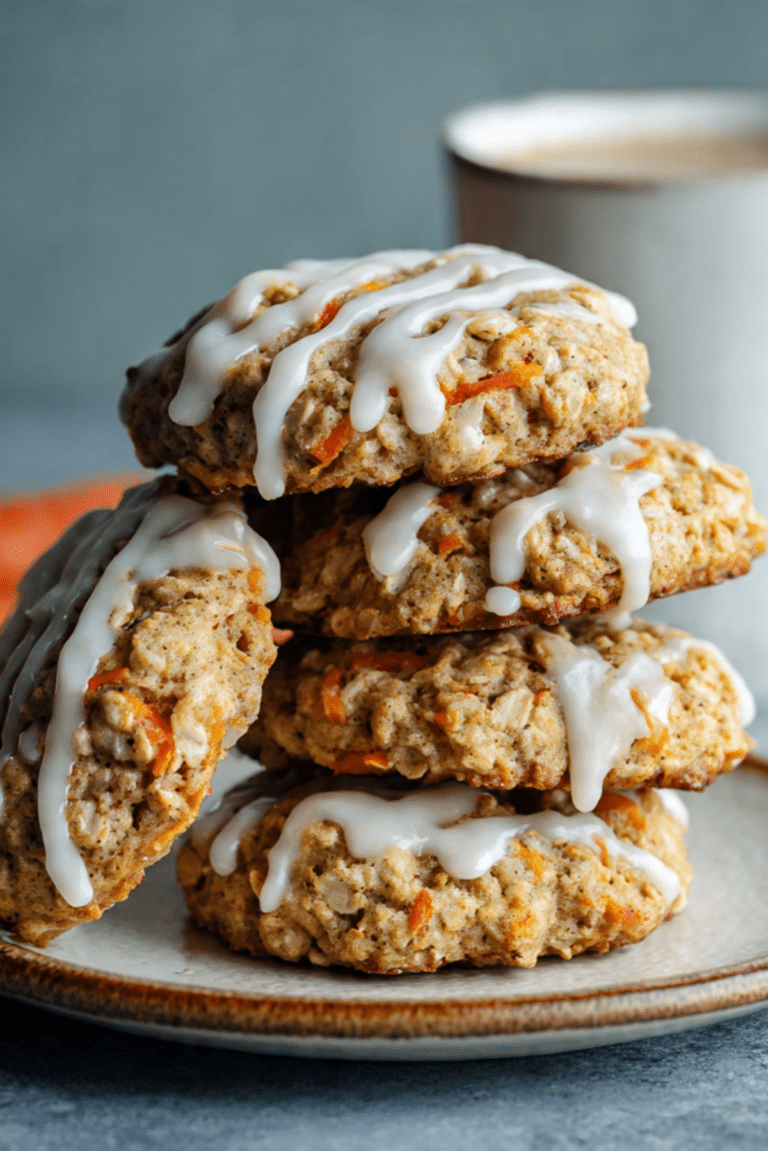 Carrot Cake Oatmeal Cookies with Cream Cheese Glaze