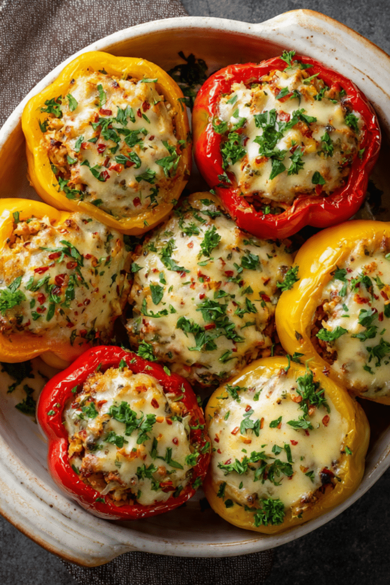 Creamy Turkey and Rice Stuffed Peppers