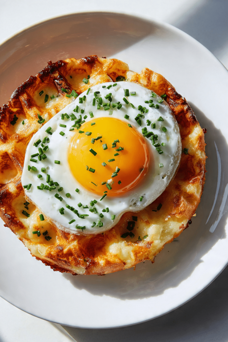 Cheesy Chive Waffles With Fried Eggs