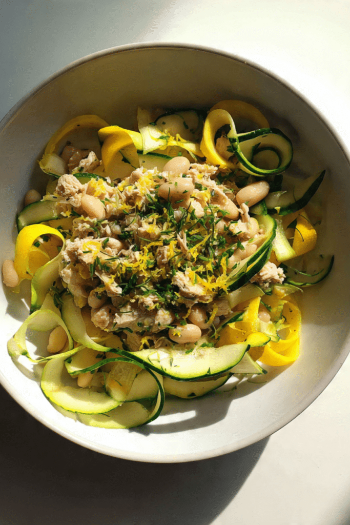 White Bean and Tuna Salad with Shaved Squash
