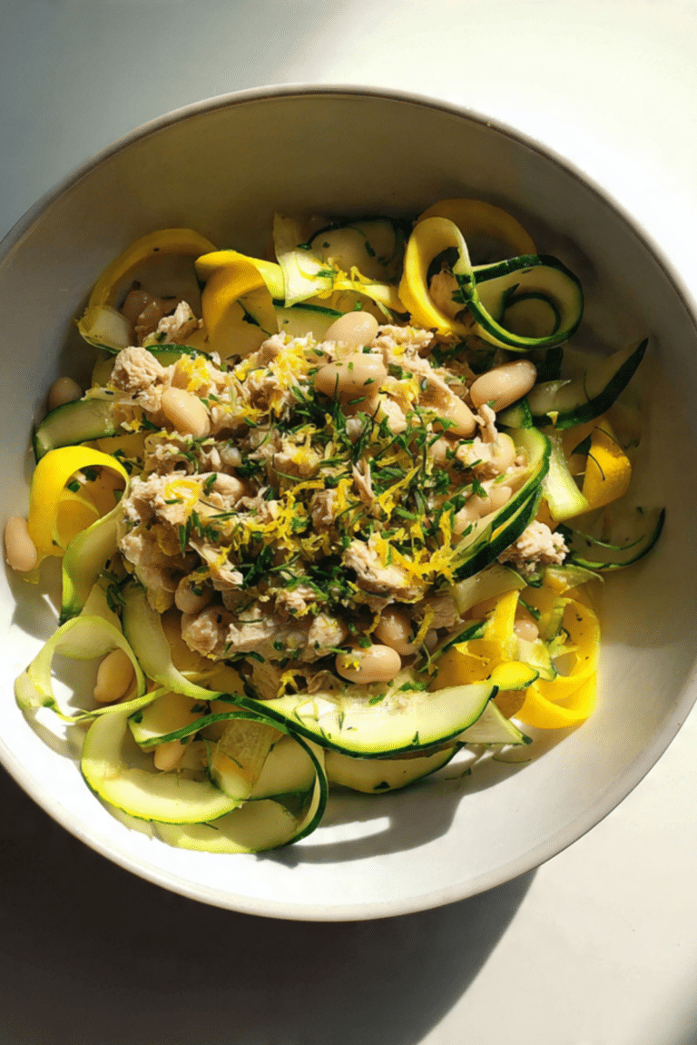 White Bean and Tuna Salad with Shaved Squash