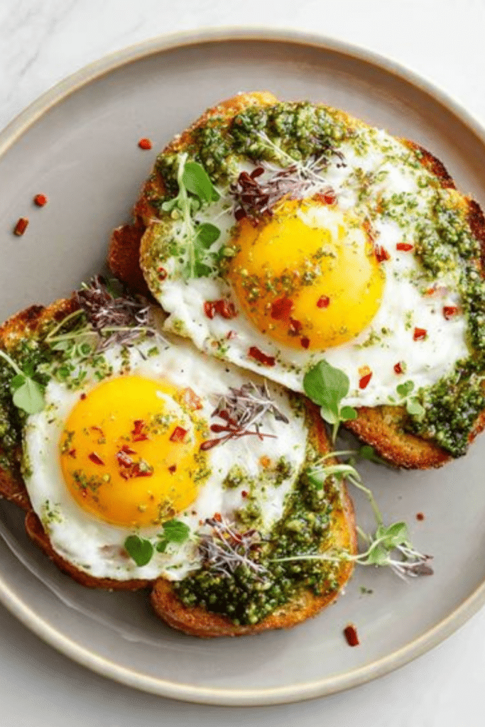 Healthy Pesto Eggs on Toast