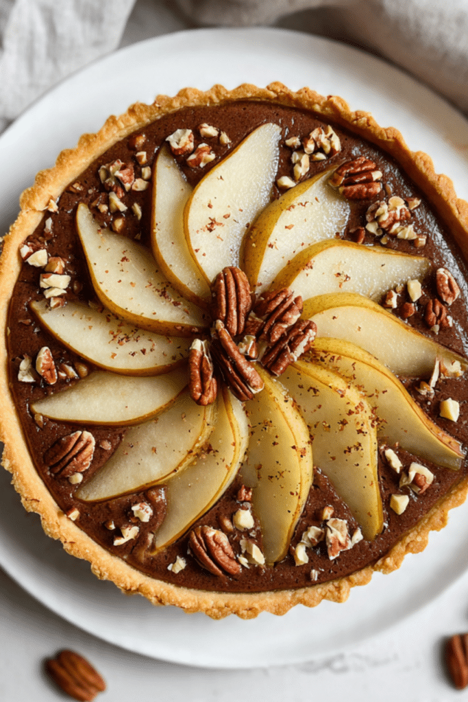 Chocolate Tart with Pears and Pecans