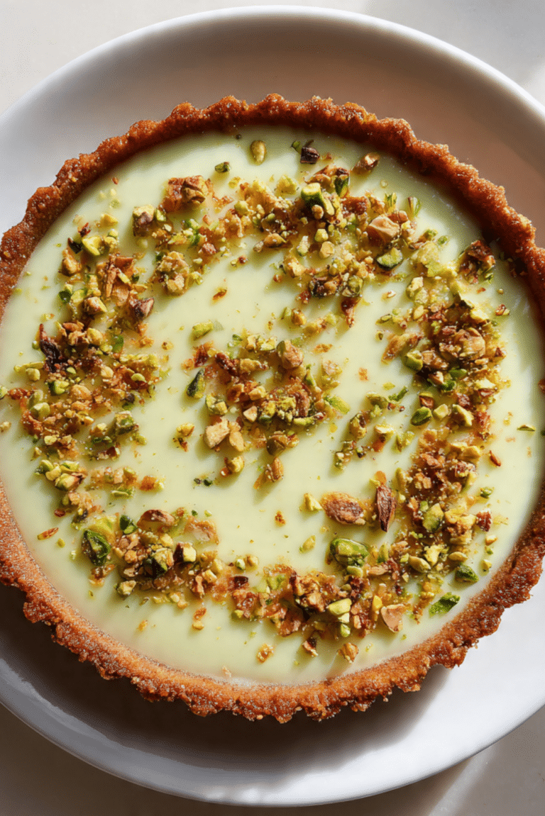 Pistachio Tart with Yogurt Namelaka Cream