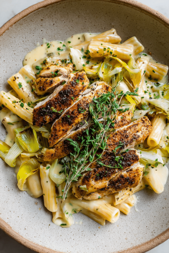 Roast Chicken, Leek, and Penne Pasta