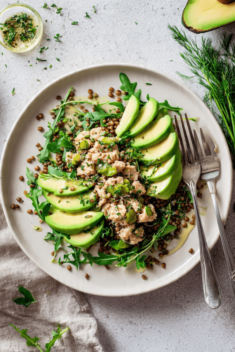 Quick Tuna, Lentil and Avocado Salad
