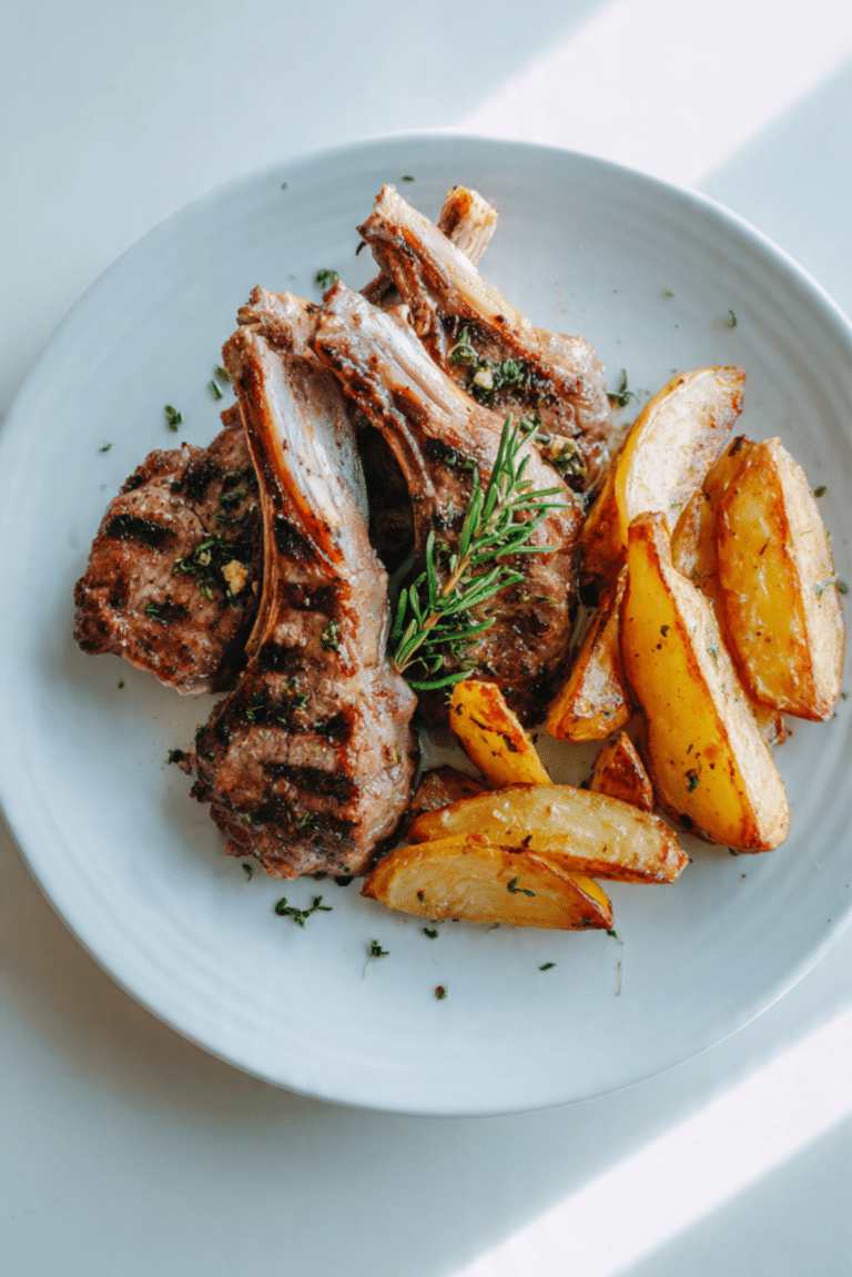 Grilled Lamb Chops with Crispy Potato Wedges