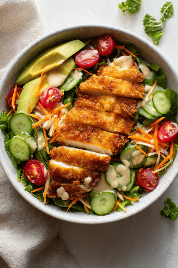 Salad Bowl with Butter Fried Chicken