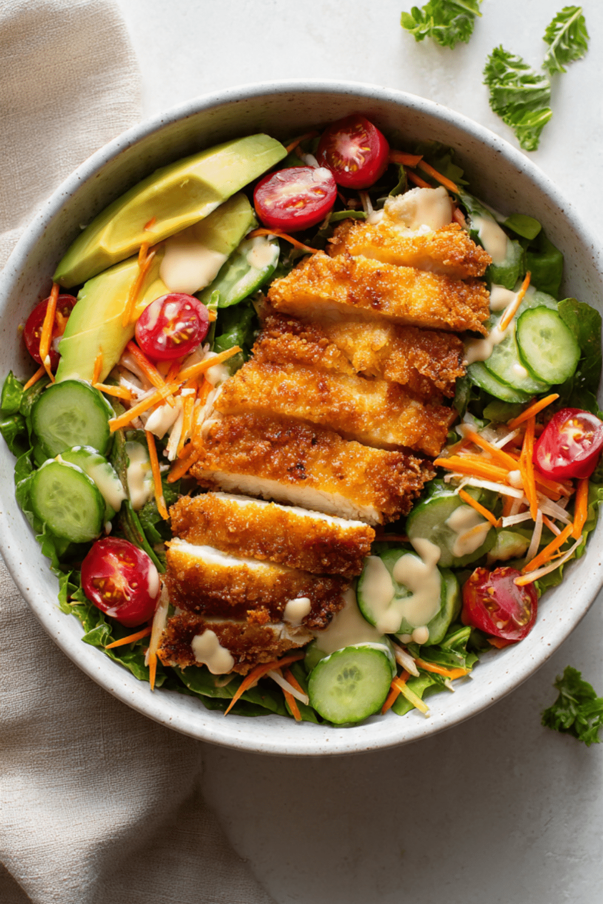 Salad Bowl with Butter Fried Chicken
