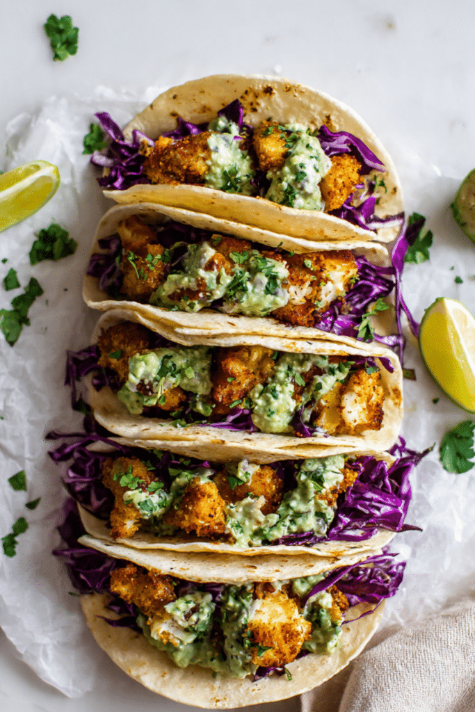 Air Fryer Fish Tacos With Avocado Salsa