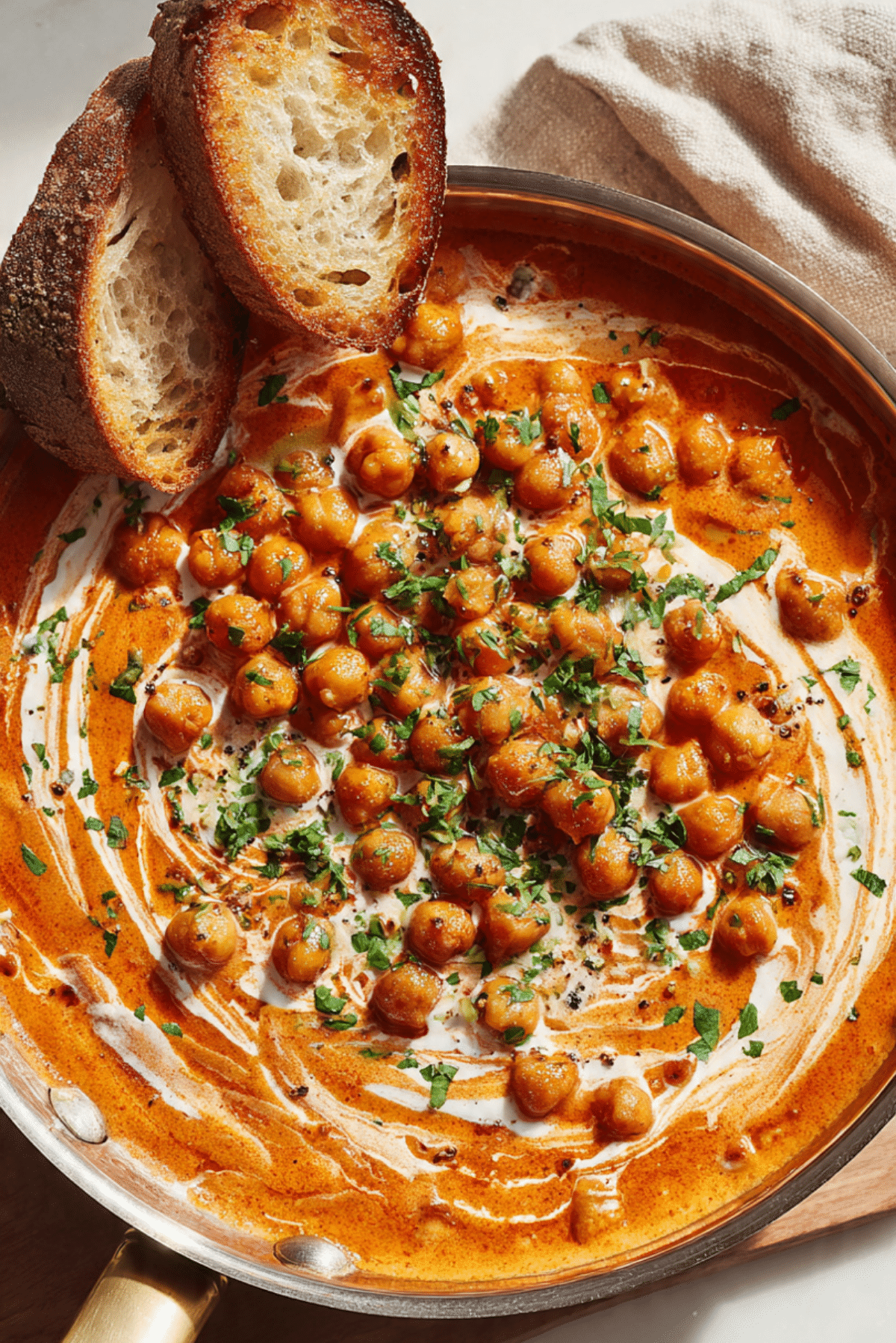 One-Pan Creamy Harissa Chickpeas