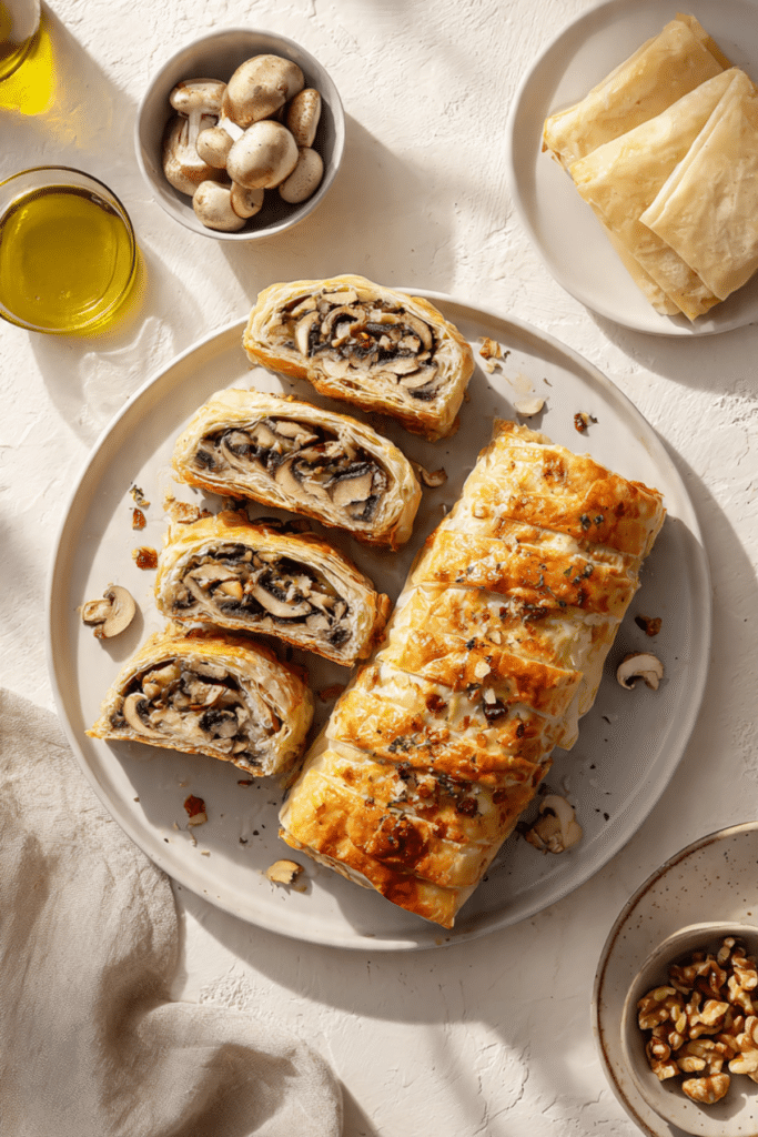 Air-Fryer Mushroom and Nut Strudel Recipe